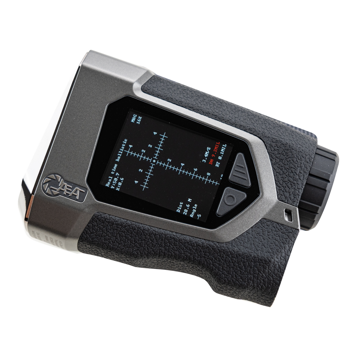 AEA HD7W-BC1500 rangefinder side LCD and textured grip, original photograph cut out on white