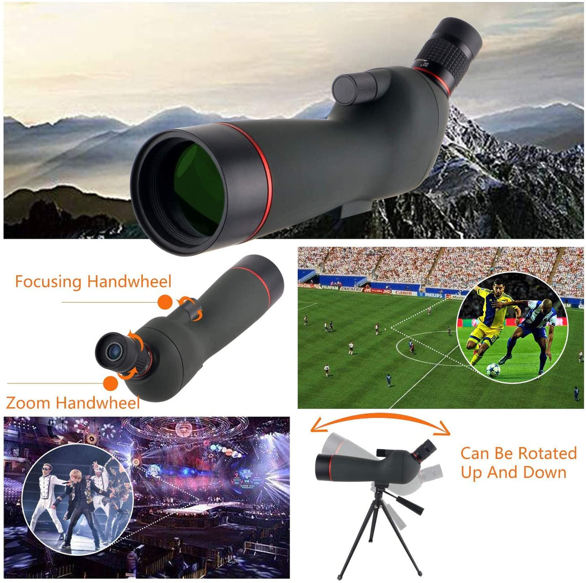 Gumo 20-60x60 Spotting Scope with Tripod,HD BAK4 Prism Full Multi-Coated Lens