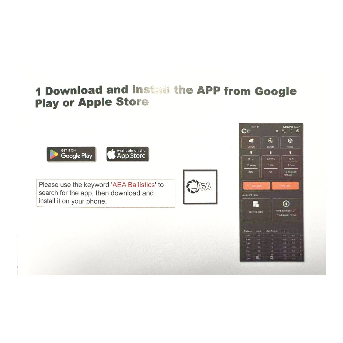 AEA Ballistics mobile app setup instructions